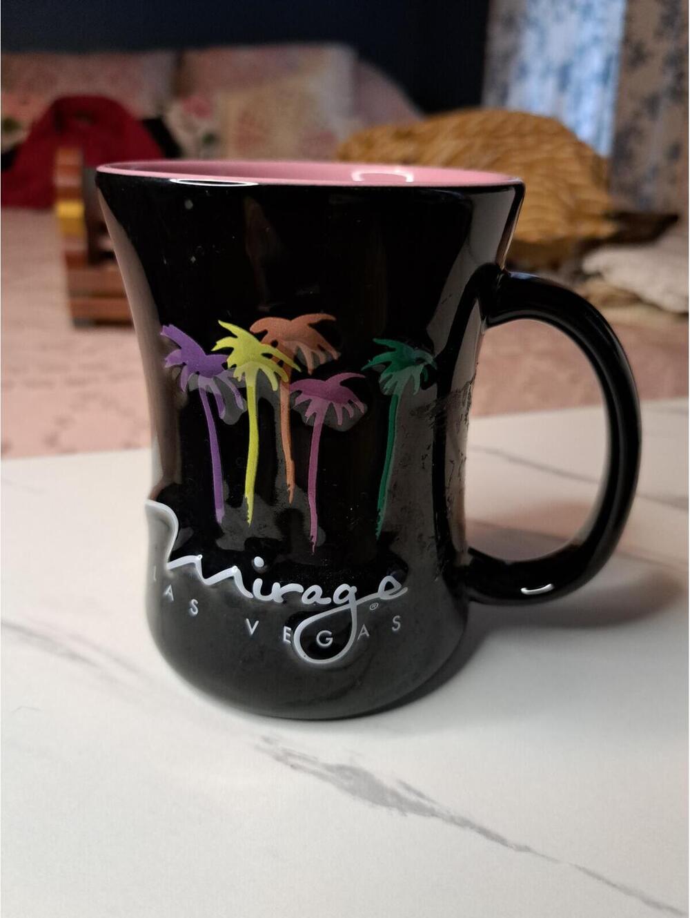 Vintage Mirage Hotel Casino Las Vegas Logo Black Palm Trees Coffee Mug